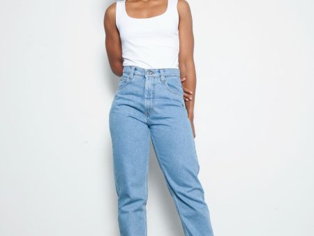 High Waisted Organic & Recycled Plain Blue Jeans Supply