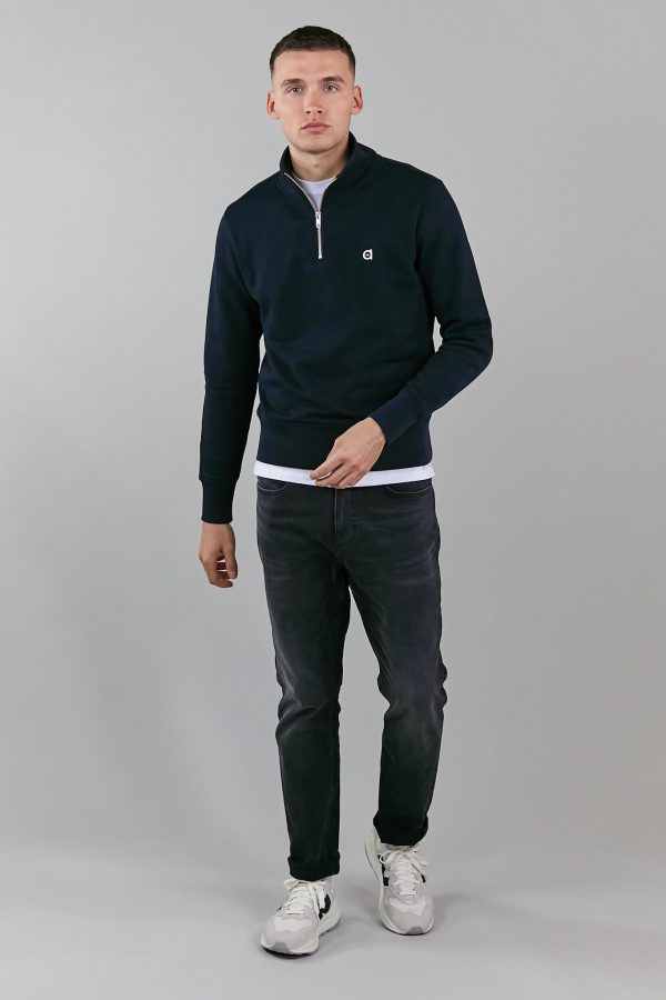 black half zip neck sweatshirt For Cheap