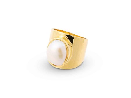 Venus White Pearl Gold Ring Discount