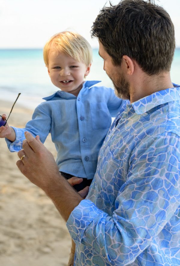 BOY S SOLID BLUE LINEN SHIRT Sale