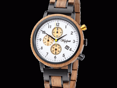 Waidzeit Chronograph GIN White Gold wooden strap Men Online Sale