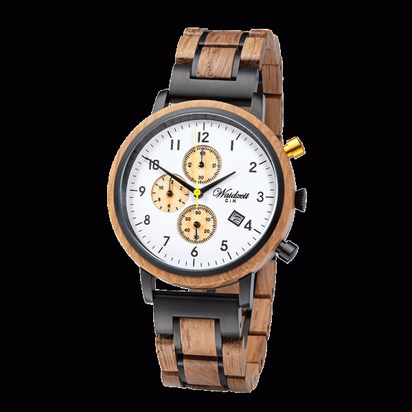 Waidzeit Chronograph GIN White Gold wooden strap Men Online Sale