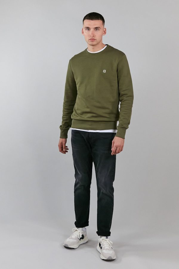 khaki crew neck sweatshirt Online now