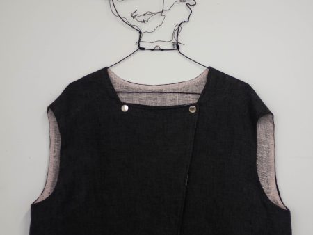 100% Linen Reversible Vest Online Sale