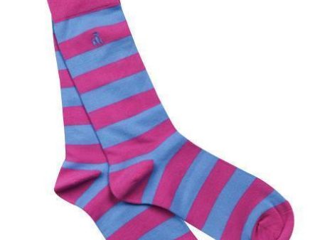 Pink and Blue Striped Bamboo Socks on Sale