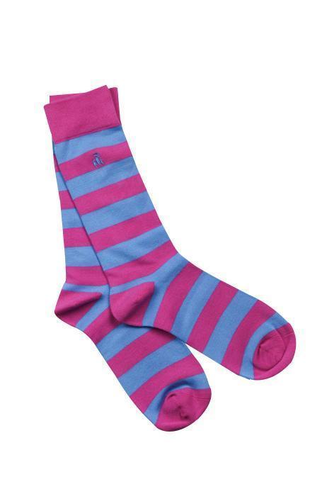 Pink and Blue Striped Bamboo Socks on Sale