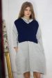 100% Linen 3 4 Sleeve Classic Dress Light Grey Fashion