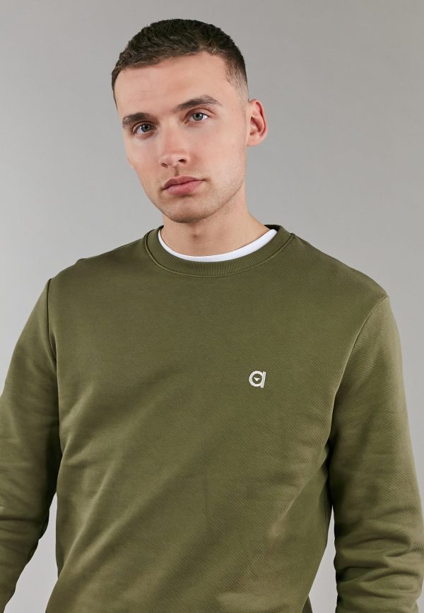 khaki crew neck sweatshirt Online now