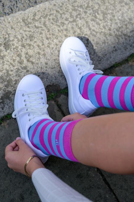 Pink and Blue Striped Bamboo Socks on Sale