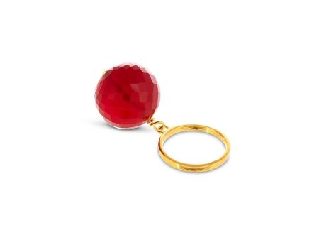 Bubble Red Onyx Gold Ring (adjustable) Online Sale