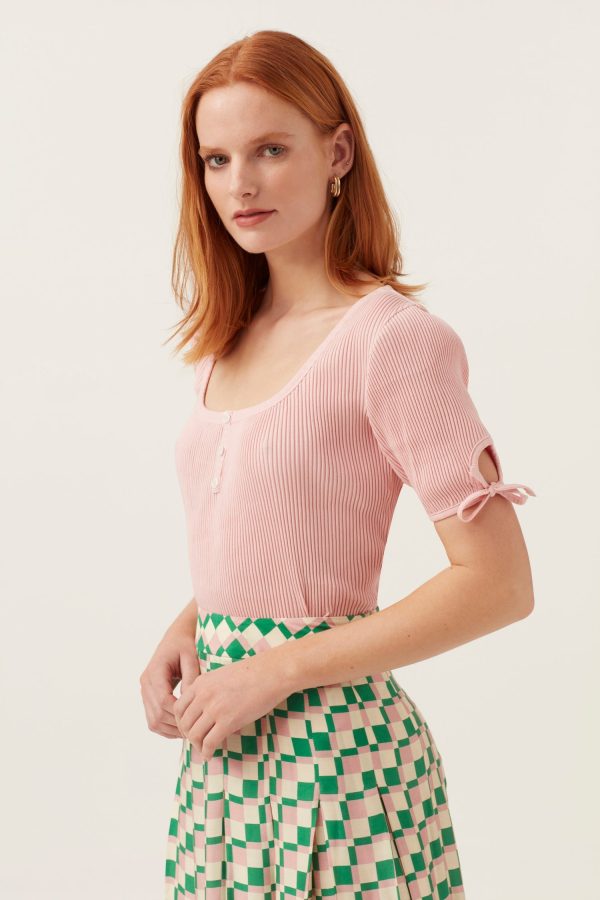 Pink Green  Checkerboard Midi Skirt Discount