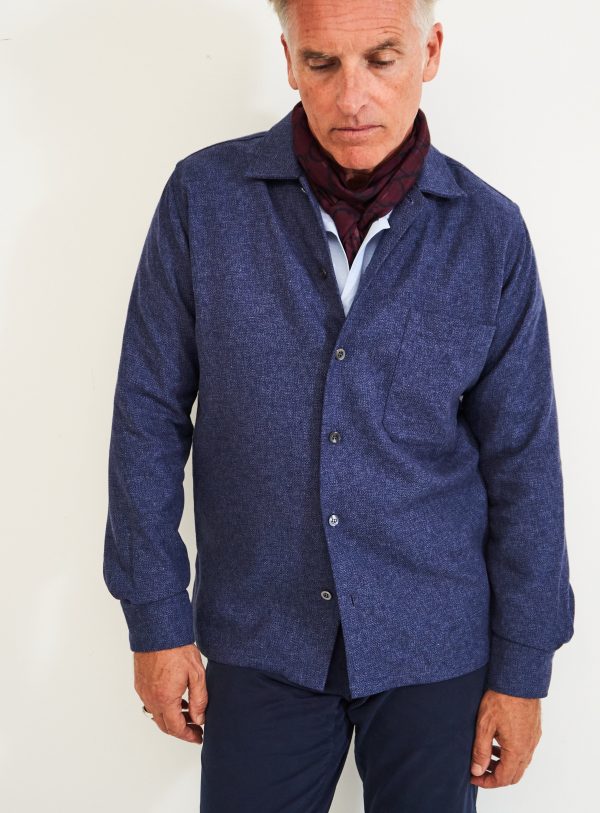 Cross Weave Blue Spitalfields Over-Shirt Online