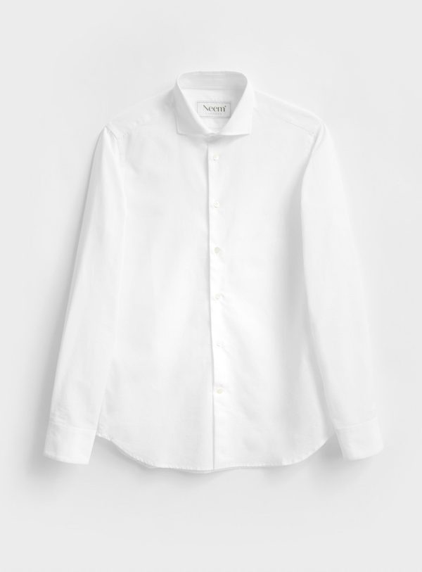 Recycled Italian White Cut-Away Shirt on Sale