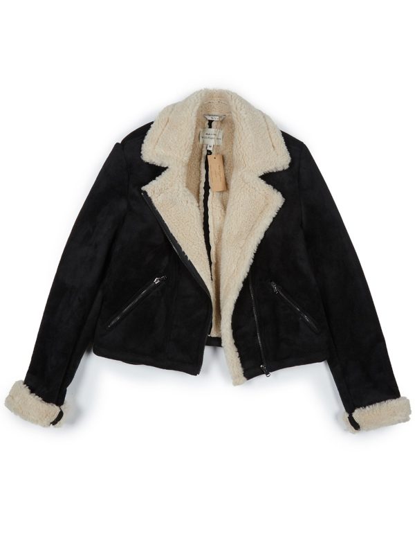 Recycled Vegan Shearling Moto Jacket Cheap