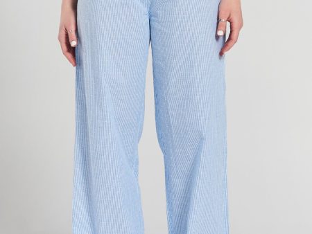 Chicory striped woven-cotton pyjama trousers - Mountain Blue Online now