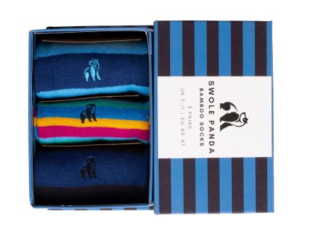 Blue Stripe Sock Box - 3 Pairs of Bamboo Socks (His) Sale