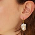 Venus Gold Hoop Earrings With large Keshi Pearl And Barnacles Online now