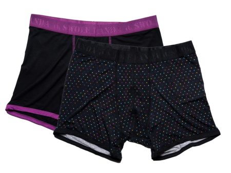 Bamboo Boxers 2 Pack - Purple & Black   Multi Spot For Cheap