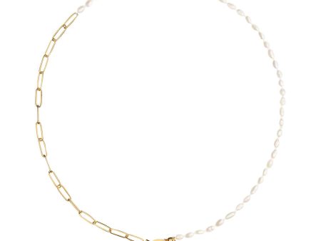 Alba Mixed White Pearl and Gold Chain Necklace For Sale