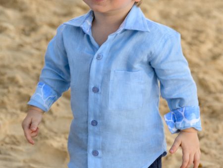 BOY S SOLID BLUE LINEN SHIRT Sale