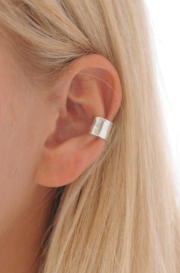 Silver Hammered Ear Cuff Hot on Sale