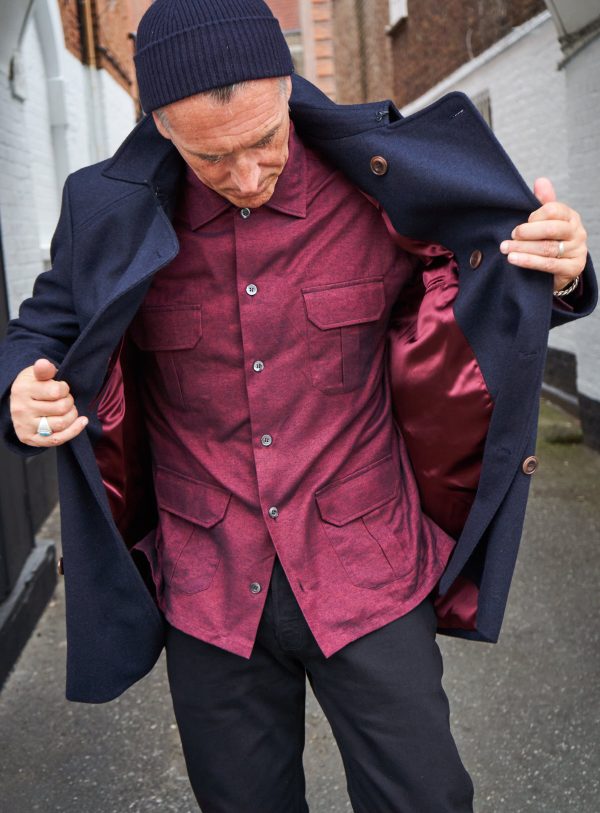 Recycled Italian Flannel Deep Red Over-Shirt Online Hot Sale