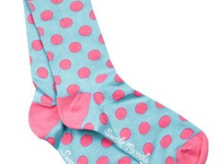 Blue and Pink Polka Dot Bamboo Socks Online Sale