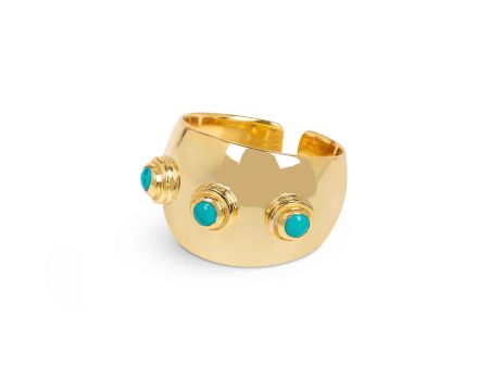 Aurora Gold and Turquoise Statement Ring (adjustable) Discount