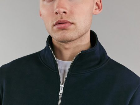 black half zip neck sweatshirt For Cheap