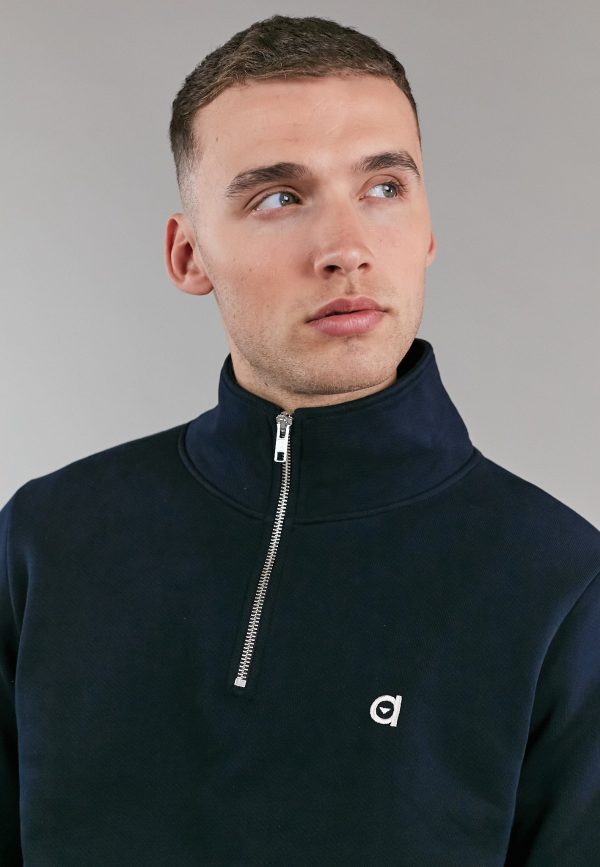 black half zip neck sweatshirt For Cheap