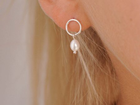 Silver Minimal Pearl Studs Online Hot Sale