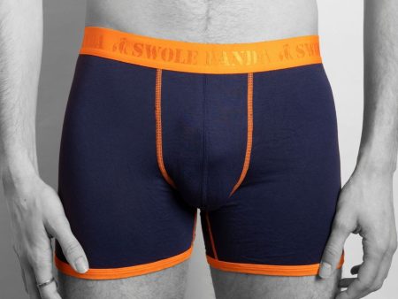 Bamboo Boxers - Navy   Orange Band Cheap