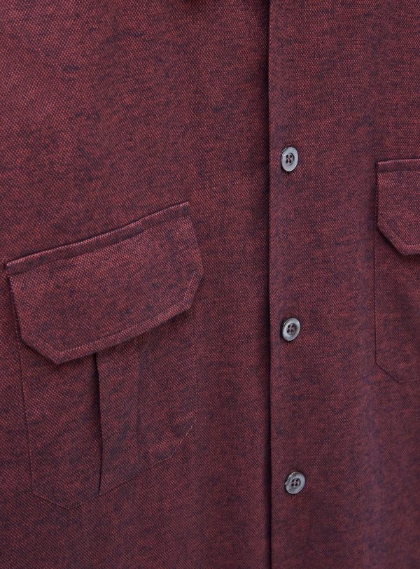 Recycled Italian Flannel Deep Red Over-Shirt Online Hot Sale