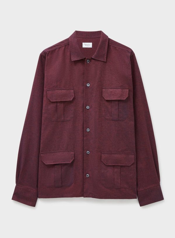 Recycled Italian Flannel Deep Red Over-Shirt Online Hot Sale