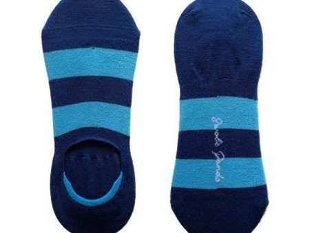 Sky Blue Striped  No-Show  Bamboo Socks For Discount