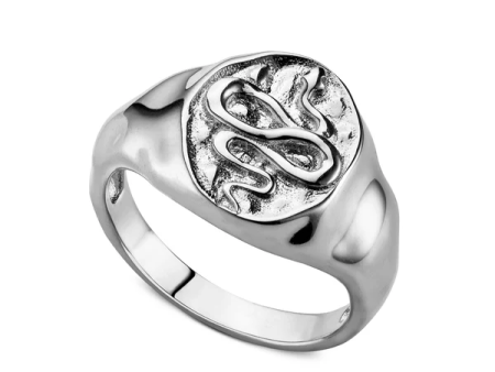 Snake Signet Ring - Silver Online Hot Sale