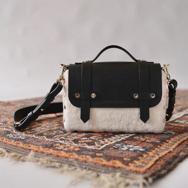 Vegan Faux Shearling Panel for The WEEK END Crossbody Handbag Cheap