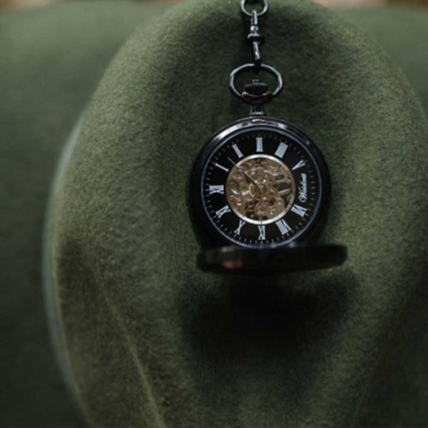 Waidzeit Franz Theodor Skeleton pocket watch black on Sale