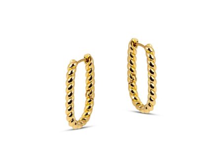 Lilly Twisted Rectangular Gold Hoop Earrings Fashion