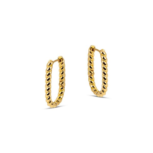 Lilly Twisted Rectangular Gold Hoop Earrings Fashion