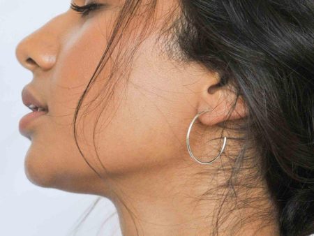 Silver Large Delicate Hoop Earrings on Sale