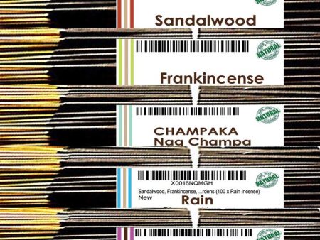 All 6 Incense Combo + Wooden Boat - Sandalwood, Frankincense, Egyptian Musk, Mango Butter, CHAMPAKA Nag Champa, Rain Online Sale