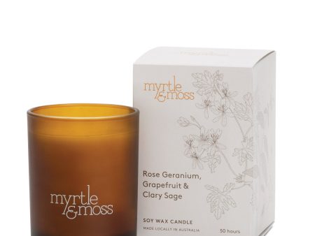 Myrtle and Moss- rose geranium, grapefruit and clary sage candle Online