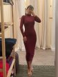 Burgandy Mesh Dress Online Sale